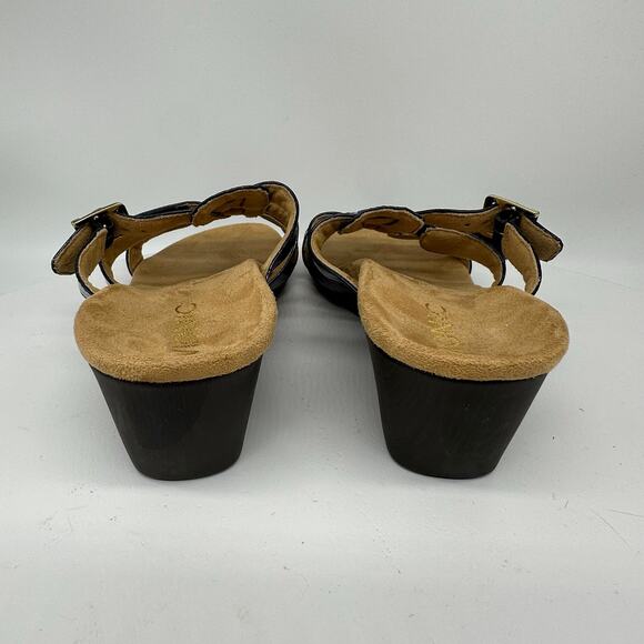 Vionic Radia Slip On Wedge Patent Croc Leather Blue Sandal Womens Size 9 - Picture 6 of 14